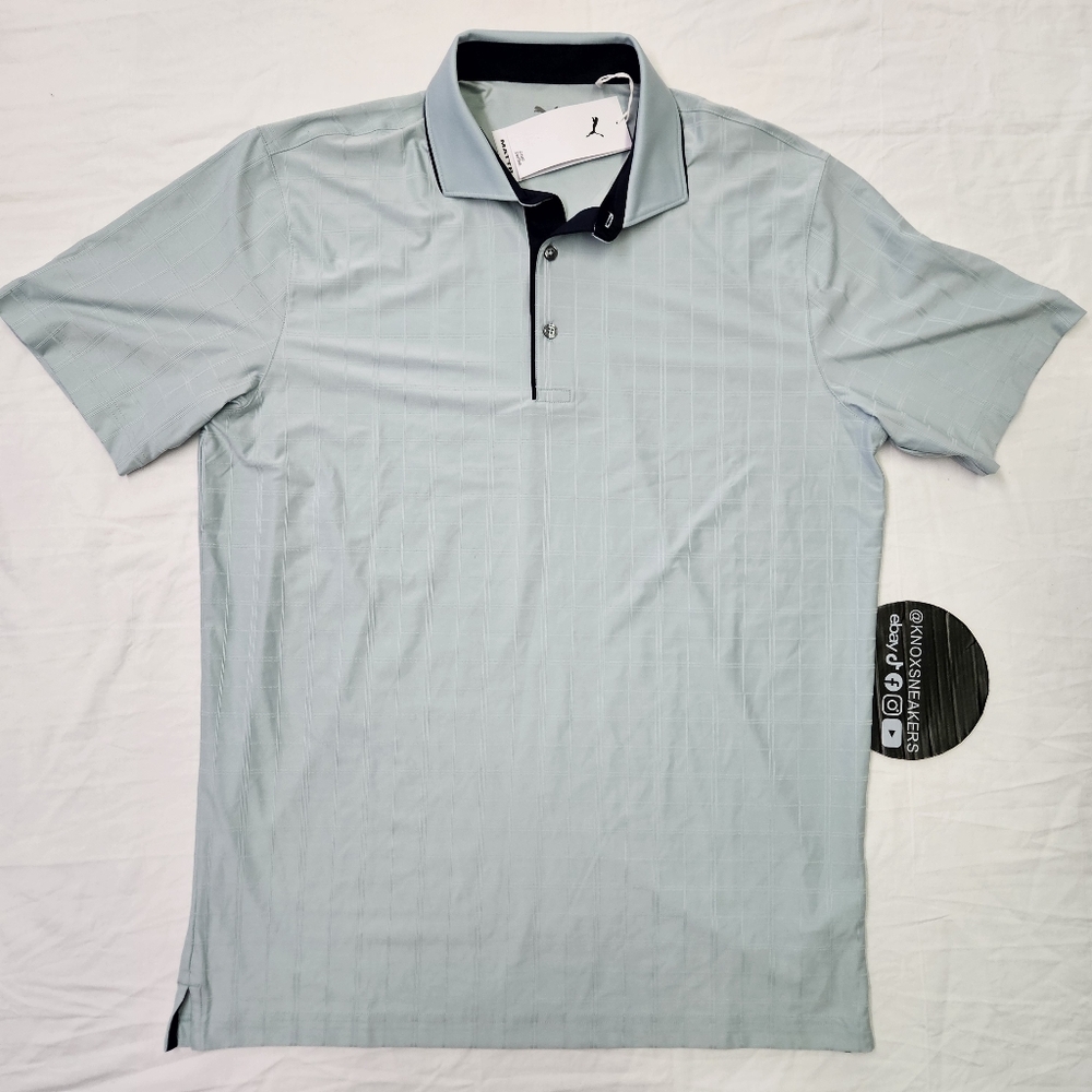 Puma Mattr Check Polo Modern Mint Deep Navy Golf Shirt Men’s Size XLarge
